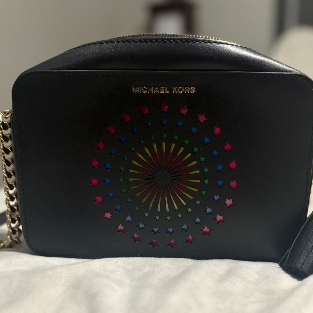 Michael Kors Black Crossbody Bag with Colorful Starburst - Picture 3 of 16
